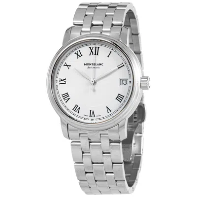 Shop Montblanc Tradition Automatic Silver Dial Ladies Watch 124783 In Black / Silver