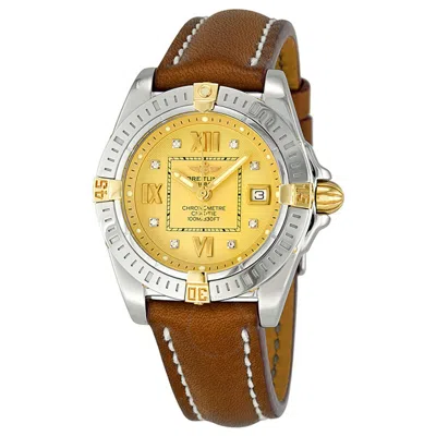 Shop Breitling Cockpit Lady Quartz Chronometer Diamond Gold Dial Ladies Watch B7135612-h506brlt In Brown / Gold / Gold Tone