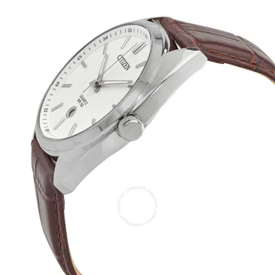Shop Citizen Quartz White Dial Brown Leathjer Men's Watch Bi5090-09a In Brown / White