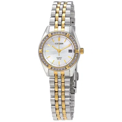 Shop Citizen Quartz Crystal Ladies Watch Eu6064-54d In Two Tone  / Gold Tone / Mother Of Pearl