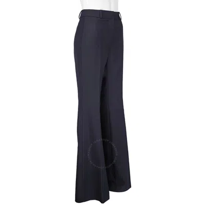 Shop Burberry Ladies Flared Tailored Trousers In Drak Navy
