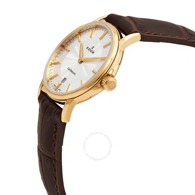 Shop Edox Les Bemonts White Dial Brown Leather Ladies Watch 57001 37j Aid In Brown / Gold Tone / Silver / White / Yellow