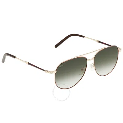 Ferragamo Salvatore  Green Pilot Unisex Sunglasses Sf226s 723 58 In Gold / Green / Tortoise