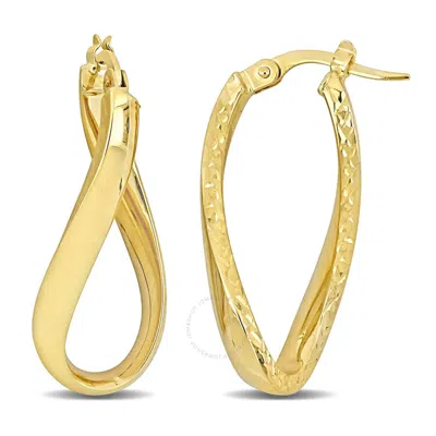 Shop Amour 28mm Oval Twist Texture And Hoop Earrings In 14k Yellow Gold