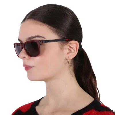 Shop Carolina Herrera Grey Square Ladies Sunglasses She658 T78m 55 In Red   /   Red. / Grey