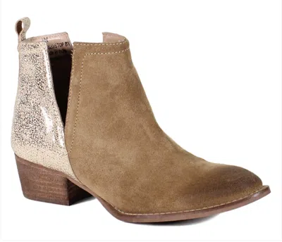 Shop Diba True Stop By Metallic Leather Boots In Camel Suede/beige In Multi