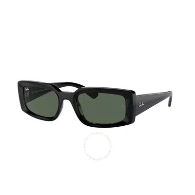 Shop Ray Ban Kiliane Bio Based Dark Green Rectangular Unisex Sunglasses Rb4395 667771 54 In Black / Dark / Green