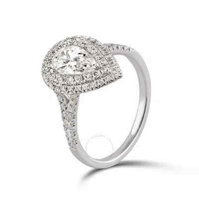 Shop Diamondmuse 0.88 Cttw Pear Shape Swarovski Double Halo Diamond Engagement Ring In Sterling Silver In White