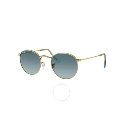 Ray Ban Round Metal Blue Gradient Round Unisex Sunglasses Rb3447 001/3m 50 In Blue / Gold / Grey