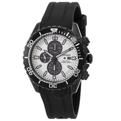Shop Citizen Promaster Marine Chronograph Eco-drive White Dial Men's Watch Ca0825-05a In Black / White