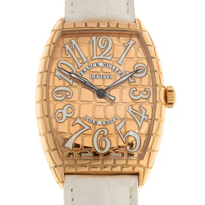 Shop Franck Muller Cintree Curvex Automatic Rose Gold Dial Unisex Watch 6850bscgoldcro(5n)-wt Strap In Black / Gold / Gold Tone / Rose / Rose Gold / Rose Gold Tone / White