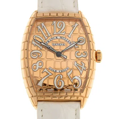 Shop Franck Muller Cintree Curvex Automatic Rose Gold Dial Unisex Watch 6850bscgoldcro(5n)-wt Strap In Black / Gold / Gold Tone / Rose / Rose Gold / Rose Gold Tone / White