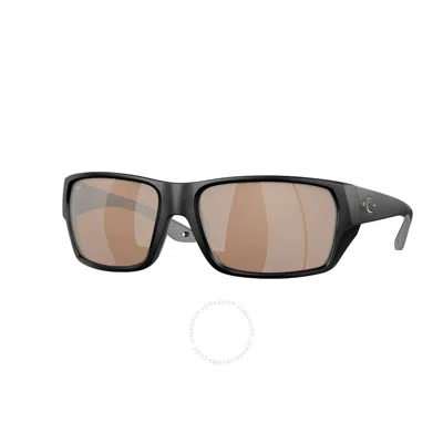 Shop Costa Del Mar Tailfin Copper Silver Mirror Polarized Glass Rectangular Men's Sunglasses 6s9113 91130 In Black / Copper / Silver