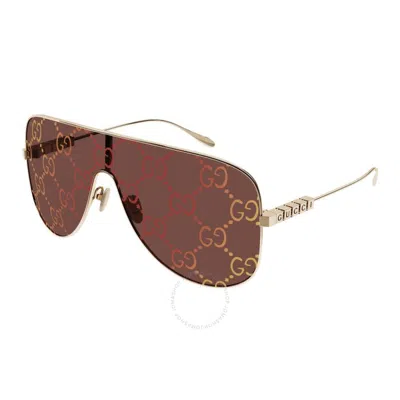 Shop Gucci Red Logo Shield Ladies Sunglasses Gg1436s 003 99