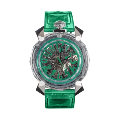 Shop Gagà Milano Gaga Milano Crystal Automatic Unisex Watch 8060cy04sgygr0 In Green