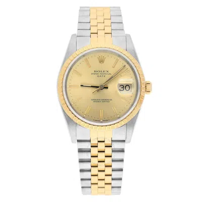 Shop Rolex Oyster Perpetual Date Automatic Champagne Dial Unisex Watch 15223 Csj In Two Tone  / Champagne / Gold / Gold Tone / Yellow