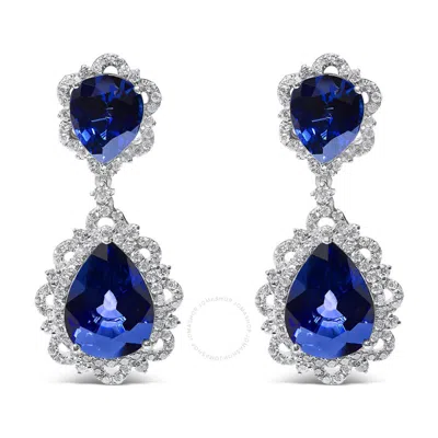 Shop Haus Of Brilliance 18k White Gold Blue Sapphire And Diamond 2.00 Cttw Diamond Halo Drop And Dangle E