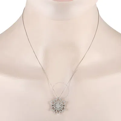 Shop Lb Exclusive 18k White Gold 1.07ct Diamond Flower Outline Necklace Mf21 031924 In Multi-color