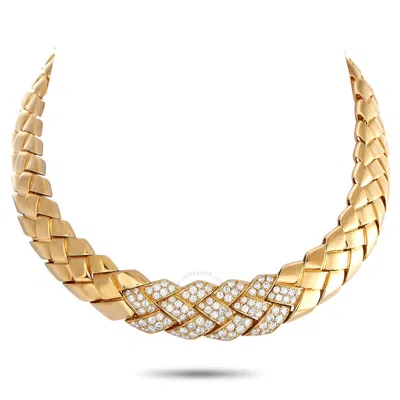 Shop Van Cleef & Arpels  Van Cleef   Arpels 18k Yellow Gold 6.50ct Diamond Woven Choker Necklace Vc22 031124 In Multi-color