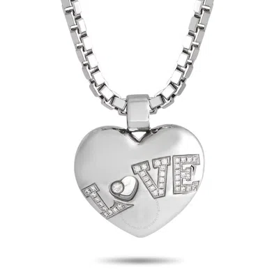 Shop Chopard Happy Diamond 18k White Gold 0.25ct Diamond Heart Pendant Necklace Ch01 030624 In Multi-color