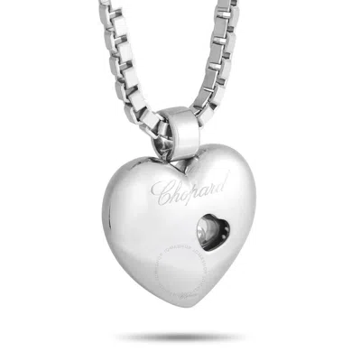 Shop Chopard Happy Diamond 18k White Gold 0.25ct Diamond Heart Pendant Necklace Ch01 030624 In Multi-color