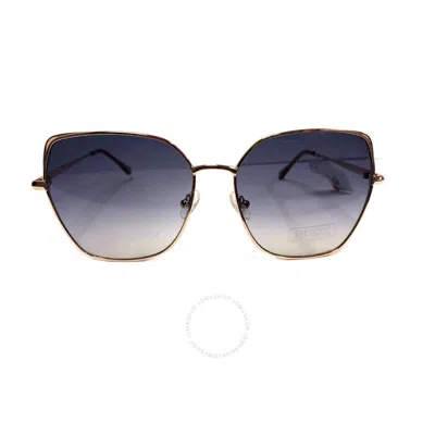 Guess Factory Blue Gradient Butterfly Ladies Sunglasses Gf0416 28w 60 In Blue / Gold / Rose / Rose Gold