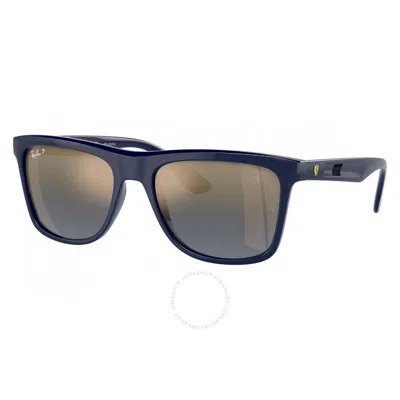 Shop Ray Ban Scuderia Ferrari Polarized Blue/gold Square Unisex Sunglasses Rb4413m F688j0 57 In Blue / Gold