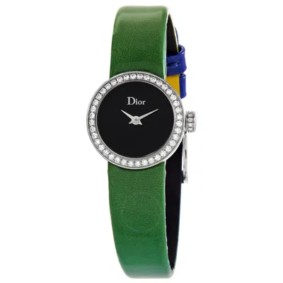 Shop Dior Diamond Black Dial Ladies Watch Cd040110a017 In Black / Blue / Green