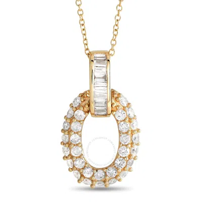 Shop Lb Exclusive 14k Yellow Gold 0.63ct Diamond Oval Necklace Pn15336 Y In Multi-color