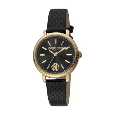 Shop Roberto Cavalli Fashion Watch Quartz Black Dial Ladies Watch Rc5l034l0025 In Black / Gold Tone / Yellow