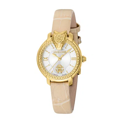 Shop Roberto Cavalli Fashion Watch Quartz Silver Dial Ladies Watch Rv1l215l0021 In Beige / Gold Tone / Silver / Yellow