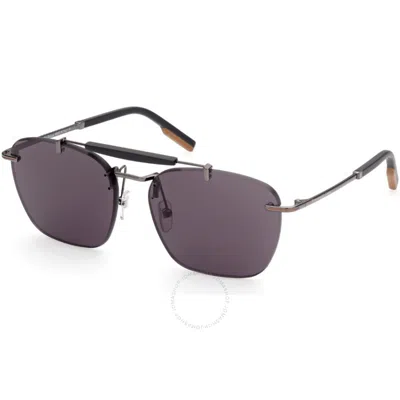 Shop Ermenegildo Zegna Smoke Mirror Navigator Men's Sunglasses Ez0155 08a 59 In Gun Metal / Gunmetal
