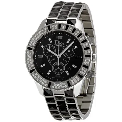Shop Dior Christal Chronograph Diamond Black Dial Unisex Watch Cd11431cm001