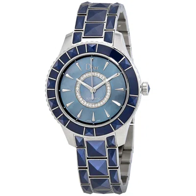 Shop Dior Christal Blue Mother Of Pearl Dial Ladies Watch Cd144517m001 In Blue / Mother Of Pearl