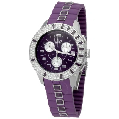 Shop Dior Christal Chronograph Purple Dial Ladies Watch Cd11431jr001