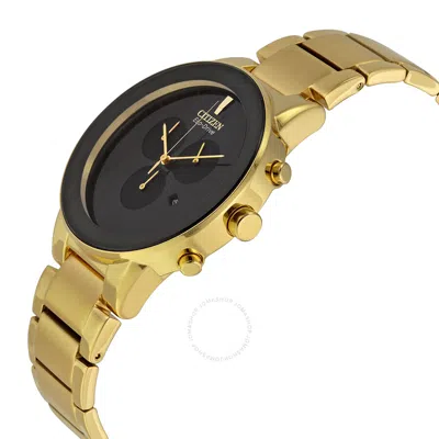 Shop Citizen Axiom Eco Drive Chronograph Black Dial Men's Watch At2242-55e In Black / Gold Tone