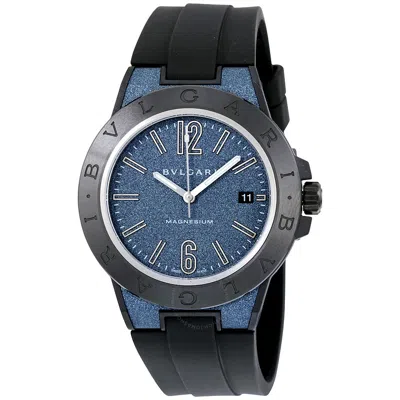 Shop Bvlgari Diagono Magnesium Automatic Men's Watch 102364 In Black / Blue / Metallic