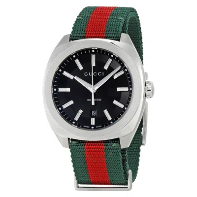 Shop Gucci Gg2570 Black Dial Green And Red Nylon Watch Ya142305 In Red   / Black / Green