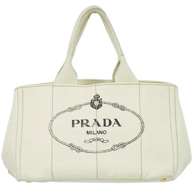 Shop Prada Canapa Canvas Tote Bag () In White