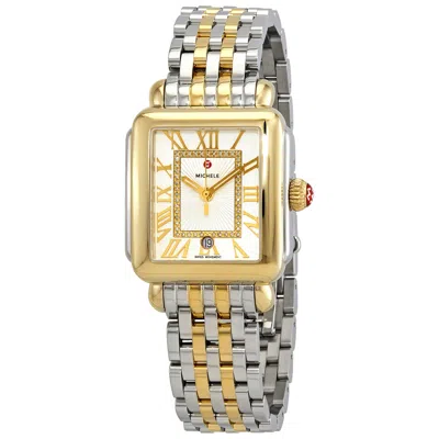 Shop Michele Deco Madison Quartz Silver Dial Two-tone Ladies Watch Mww06t000147 In Two Tone  / Gold Tone / Silver / Yellow