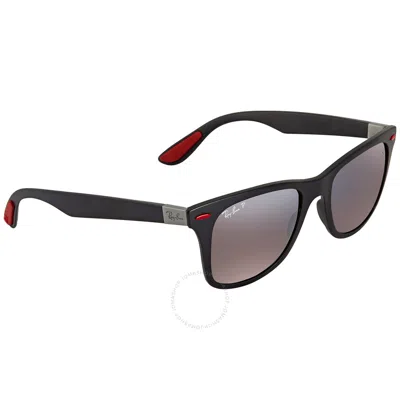 Shop Ray Ban Scuderia Ferrari Polarized Silver Mirror Chromance Square Men's Sunglasses Rb4195m F602h2 52 In Black / Silver