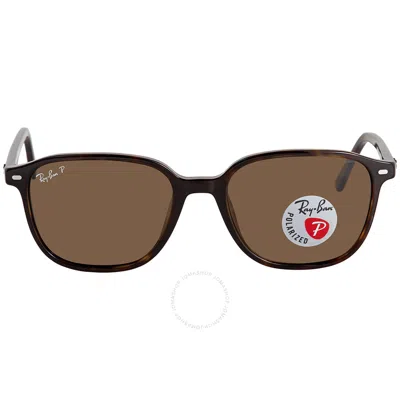 Ray Ban Leonard Polarized Brown Square Sunglasses Rb2193 902/57 53 In Brown