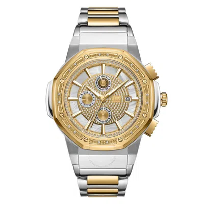 Shop Jbw Saxon Gmt Quartz White Dial Unisex Watch Jb-6101-n In Two Tone  / Gold / Gold Tone / Mother Of Pearl / White / Yellow