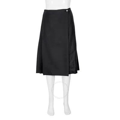 Shop Burberry Black Pleated Wrap Skirt