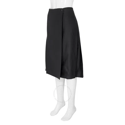 Shop Burberry Black Pleated Wrap Skirt