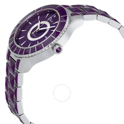 Shop Dior Christal Crystal Purple Lacquered Diamond-set Dial Ladies Watch Cd144512m001