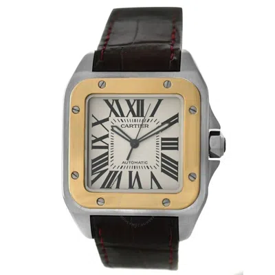 Shop Cartier Santos 100 Xl Automatic Silver Dial Men's Watch W20077x7 In Black / Gold / Gold Tone / Silver / Yellow