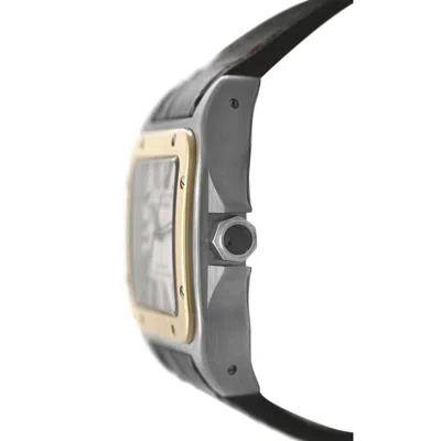Shop Cartier Santos 100 Xl Automatic Silver Dial Men's Watch W20077x7 In Black / Gold / Gold Tone / Silver / Yellow