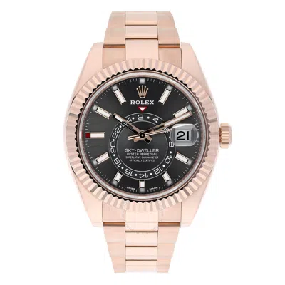 Shop Rolex Sky-dweller Gmt Automatic Chronometer Men's Watch 326935 Drso In Dark / Gold / Gold Tone / Rhodium / Rose / Rose Gold / Rose Gold Tone