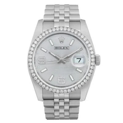 Shop Rolex Datejust Automatic Chronometer Diamond Grey Dial Ladies Watch 116244 Swsdaj In Gold Tone / Grey / Silver / Wave / White